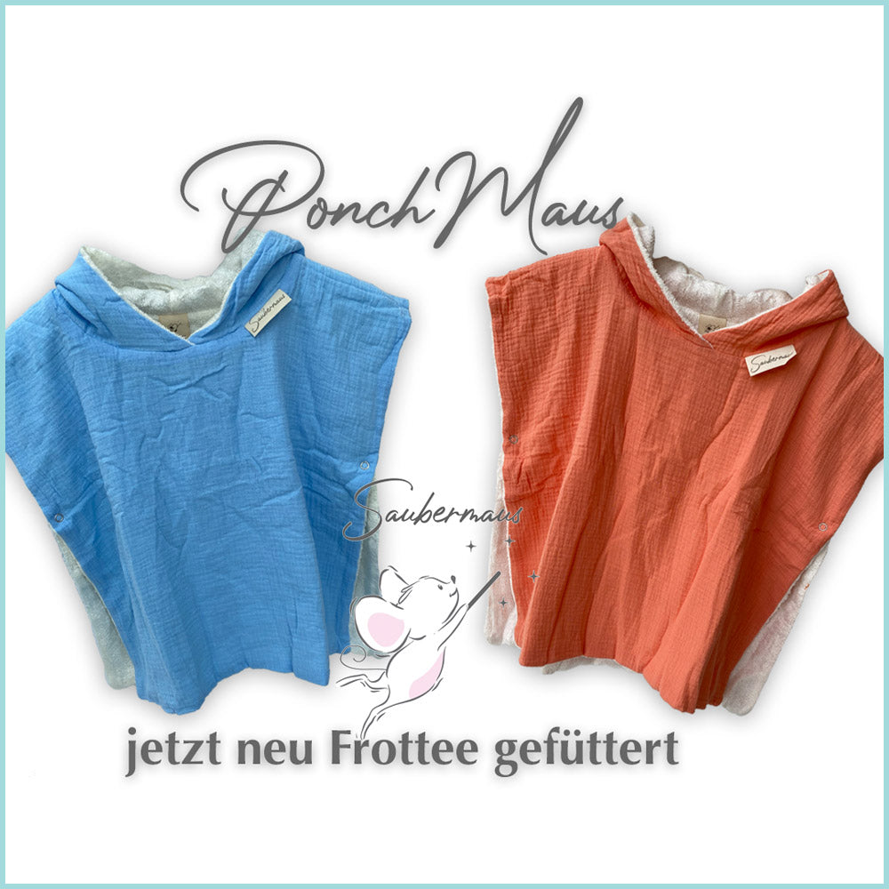 PonchMaus Bade-Poncho aus 100% Musselin (Baumwolle)