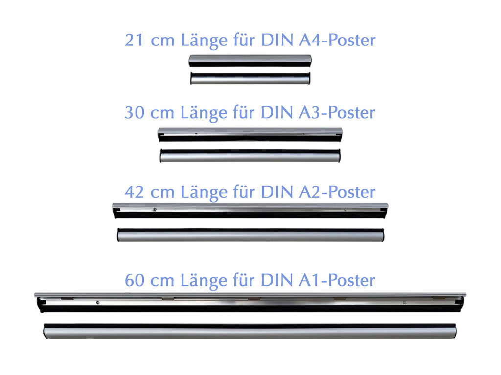 Alu-Klemm-Schiene für Poster DIN A4 bis A1
