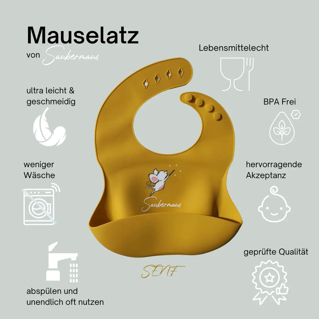 Mauselatz Baby-Silikonlätzchen mit Auffangschale BPA-frei