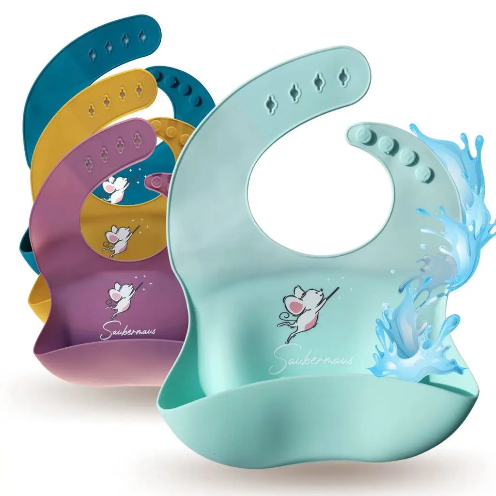 Mauselatz Baby-Silikonlätzchen mit Auffangschale BPA-frei